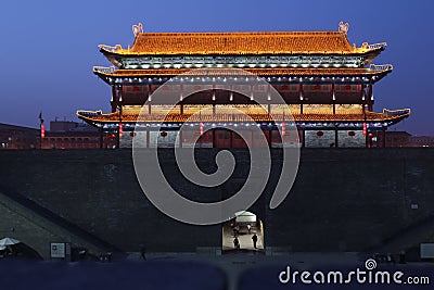 Discovering China: Xian city wall and South gate Editorial Stock Photo